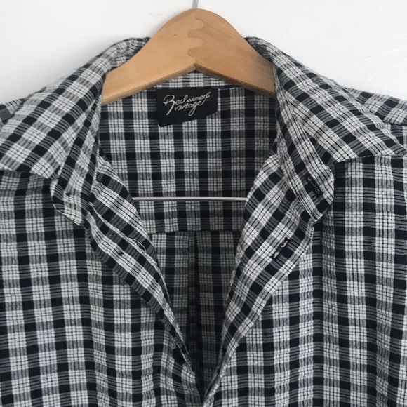 Reclaimed Vintage Black/White plaid button down - Picture 4 of 5